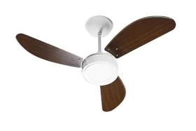 Ventilador de Teto Ventidelta New Light LED 3 Pás 93CM 130W 127v Branco com pás em Tabaco Ventilador de Teto Ventidelta New Light LED 3 Pás 93CM 130W 127v Branco com pás em Tabaco