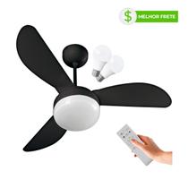 Ventilador de Teto Ventisol Fênix Black Inverter Controle Remoto, 02 Lâmpadas Led Inclusas - Bivolt