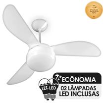 Ventilador de Teto Ventisol Fenix Branco 3 Pás, Cv3, 02 Lâmpadas Led Inclusas
