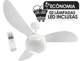 Ventilador de Teto Ventisol Fenix Branco com Controle Remoto, 3 Pás, 02 Lâmpadas Led Inclusas