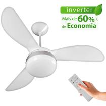 Ventilador de Teto Ventisol Fênix Inverter Branco / Silver com Controle Remoto 6 Velocidades 3 Pás Premium - Bivolt