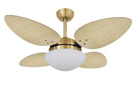 Ventilador de Teto Volare Dourado Pétalo Palmae Natural 220V