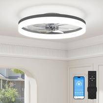 Ventilador de teto VOLISUN 60cm LED Light Dimmable Remote Black