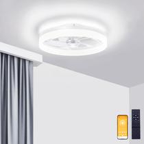 Ventilador de teto VOLISUN Low Profile com luzes de 50 cm com controle remoto branco