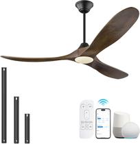 Ventilador de Teto XCWIIE 52" com Pás de Madeira, Motor DC, Controle Remoto e App