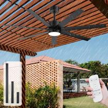 Ventilador de Teto XCWIIE 56" para Área Externa, Preto, Resistente à Água, com Luz Ventilador de Teto XCWIIE 56" para Área Externa, Preto, Resistente à Água, com Luz