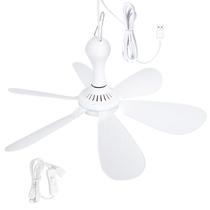 Ventilador de teto Xindejia alimentado por USB 6 pás DC 5V branco