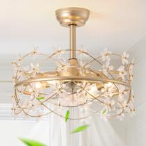 Ventilador de teto Youngrender 20" Gold Flower Chandelier Light Ventilador de teto Youngrender 20" Gold Flower Chandelier Light