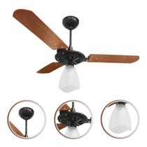Ventilador de Teto Yris 150W Ventex Preto Mogno Turbo Silencioso Ventilação Econômico Quarto Cozinha