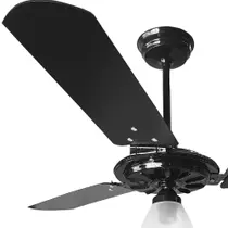 Ventilador de teto yris preto com 3 pás preto tulipa 220v ventex casa sala cozinha quarto suíte motor grande
