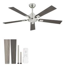 Ventilador de Teto ZMISHIBO 132cm Níquel Escovado com Controle Remoto e 6 Velocidades