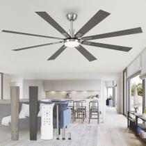 Ventilador de Teto ZMISHIBO 183 cm Níquel Escovado com Controle Remoto e Luz