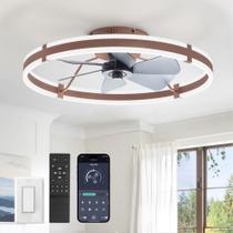 Ventilador de Teto ZMISHIBO 61 cm com Luz LED, 6 Velocidades e Controle Remoto