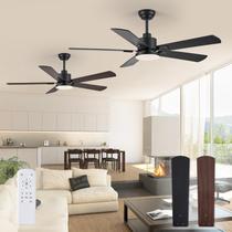 Ventilador de teto ZMISHIBO de 52 polegadas com luzes pretas com pacote remoto x2