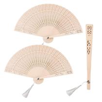 Ventilador dobrável Emsiok Vintage Wooden Sandalwood 20cm 3PCS Ventilador dobrável Emsiok Vintage Wooden Sandalwood 20cm 3PCS
