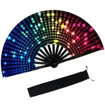 Ventilador dobrável Hand Rave dmjuncong Florescente com bolsa grande Ventilador dobrável Hand Rave dmjuncong Florescente com bolsa grande