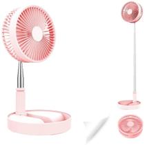 Ventilador Dobrável Portátil De Mesa USB Silencioso Recarregável 7200mah Retrátil Potente D09 Rosa