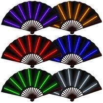 Ventilador dobrável Roowest Rave Light up com bateria LED, 6 unidades, preto