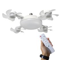Ventilador Drone Lampada Teto Controle Remoto Bocal Led 3 Em 1 Sala Quarto Casa Cozinha Banheiro Verao Calor