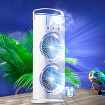 Ventilador Duplo Usb Torre Potente Mesa Led Refrigera