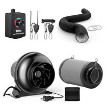 Ventilador em linha iPower de 4 polegadas com filtro de ar de carbono e duto de 8 pés