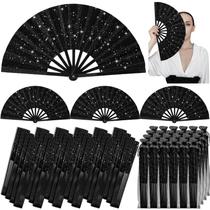 Ventilador Glitter Rave Vercraft, grande, dobrável, portátil, 24 unidades, preto