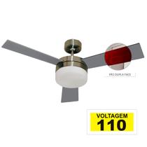 Ventilador Hl-71 Com Controle De Parede 2 Lampadas E-27 3 Pas Dupla Face (Mogno/Cinza) 110v