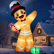 Ventilador inflável OurWarm 3.7m Gingerbread Man Outdoor LED Ventilador inflável OurWarm 3.7m Gingerbread Man Outdoor LED