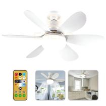 Ventilador Lâmpada 6 Pás Super Led De Teto Silencioso Bivolt 110v/220v Com Controle Remoto