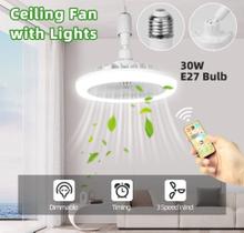 Ventilador Lampada De Teto Silencioso Com Controle Remoto E27 Luz LED De 30W Para Sala De Estar