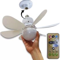 Ventilador Lampada Led Silencioso 2 Em 1 Controle Ajustavel Verao Iluminaçao Dimerizavel Fresca 6 Helices Potente E27 Ambiente Interno Quarto Sala Cas