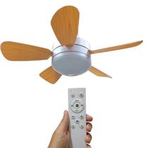 Ventilador Lampada Teto Helice Madeira Amadeirada 2 Em 1 Controle Remoto Silencioso Ajustavel Verao Calor Sala Quarto