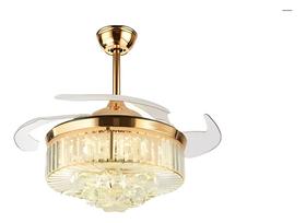 Ventilador Led Air Cristal Retrátil 4 Pás Lustre Dimmer OPS