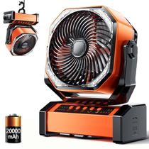 Ventilador LED de acampamento com luz, bateria recarregável de 20000mAh