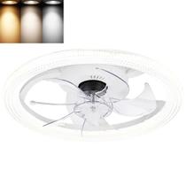 Ventilador Lustre Lampada de Teto Luxo Grande Led Ajustavel Controle 3 em 1 Quarto Casa Apartamento Sala de Estar Branco Frio Quente Silencioso