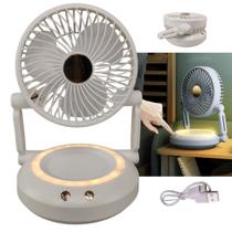 Ventilador Mesa Dobravel 3 Velocidades Iluminaçao Led Usb Portatil Verao Calor Escrivaninha Penteadeira Decoraçao
