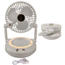 Ventilador Mesa Dobravel 3 Velocidades Luz Led Iluminaçao Usb Portatil Verao Sol Decoraçao Escrivaninha Maquiagem