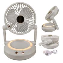 Ventilador Mesa Dobravel 3 Velocidades Luz Led Usb Portatil Iluminaçao Escrivaninha Calor Verao Penteadeira Decoraçao