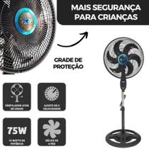 Ventilador Oscilante Coluna Turbo 6 Pás 48 cm Preto 127v 1,30 cm de altura Mega potência