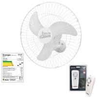 Ventilador Oscilante de Parede Premiun 60cm Bivolt Branco Com Controle Remoto Protection