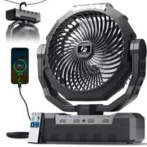 Ventilador para Camping FRIZCOL 3 en 1 Recargable 24000mAh con Luz Negro