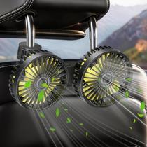 Ventilador para carro Qidoe com alimentação USB, dupla cabeça e rotação de 360 Ventilador para carro Qidoe com alimentação USB, dupla cabeça e rotação de 360