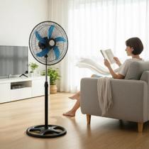 Ventilador Pedestal 127V 60W Premium Preto Oscilante Ajustável Silencioso Potente Residencial Piso Ar Fresco Ambiente Ventilador Pedestal 127V 60W Premium Preto Oscilante Ajustável Silencioso Potente Residencial Piso Ar Fresco Ambiente