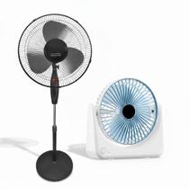 Ventilador Pedestal Torre 45w 127v com Ventilador de Mesa Portátil Recarregável 5W