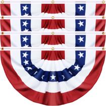 Ventilador plissado Flag Grastfu USA 100% poliéster de 3 x 6 pés - pacote com 4