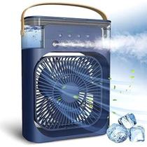 Ventilador Portátil Azul Led 07 Cores Mini Ar Climatizador