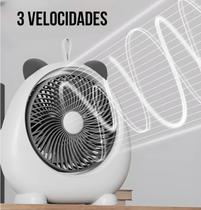 Ventilador Portatil Branco Modelo Gatinho Forte De Mesa Pequeno Para Quarto Fofinho Vento Gelado Exc