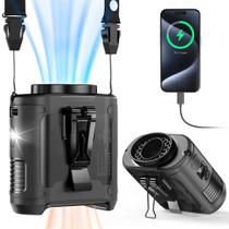 Ventilador portátil com clipe de cintura COMLIFE 10000mAh com lanterna preta