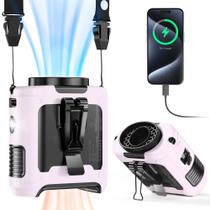 Ventilador portátil com clipe de cintura COMLIFE 10000mAh com lanterna rosa