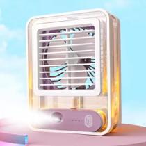 Ventilador Portátil com Umidificador reservatório p água e Led Mini
